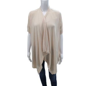 Christopher Fischer Womens Beige Cashmere V-Neck Cardigan Short Sleeve Size M